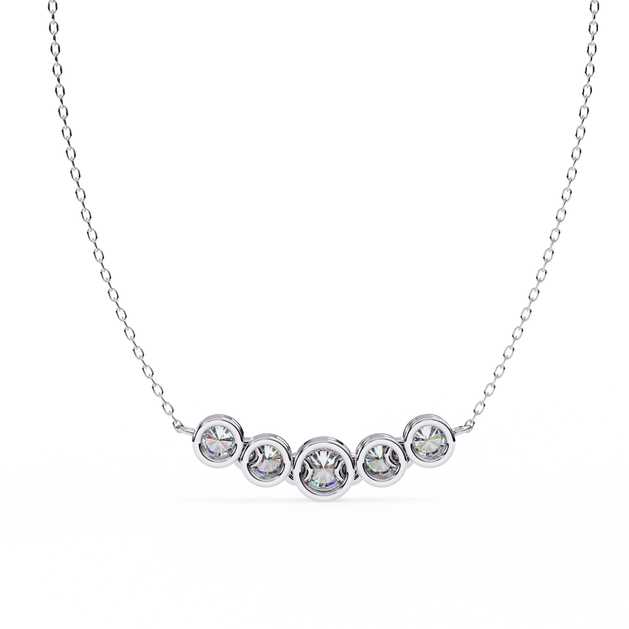 Gold Curved Diamond Bar Necklace