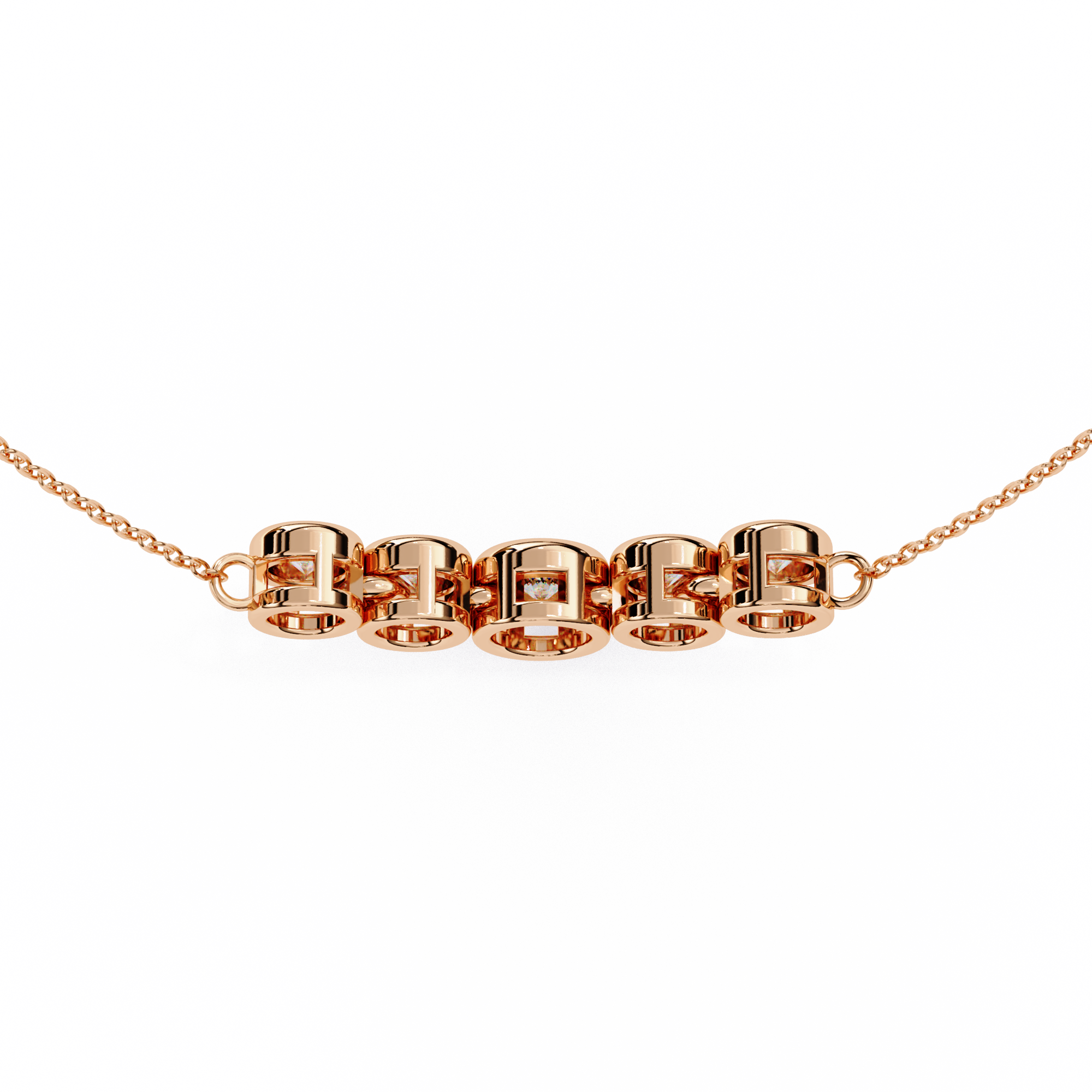 Gold Curved Diamond Bar Necklace