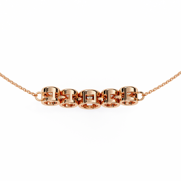 Gold Curved Lab Grown Diamond Bar Necklace