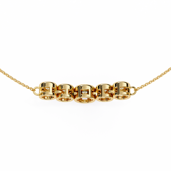 Gold Curved Lab Grown Diamond Bar Necklace