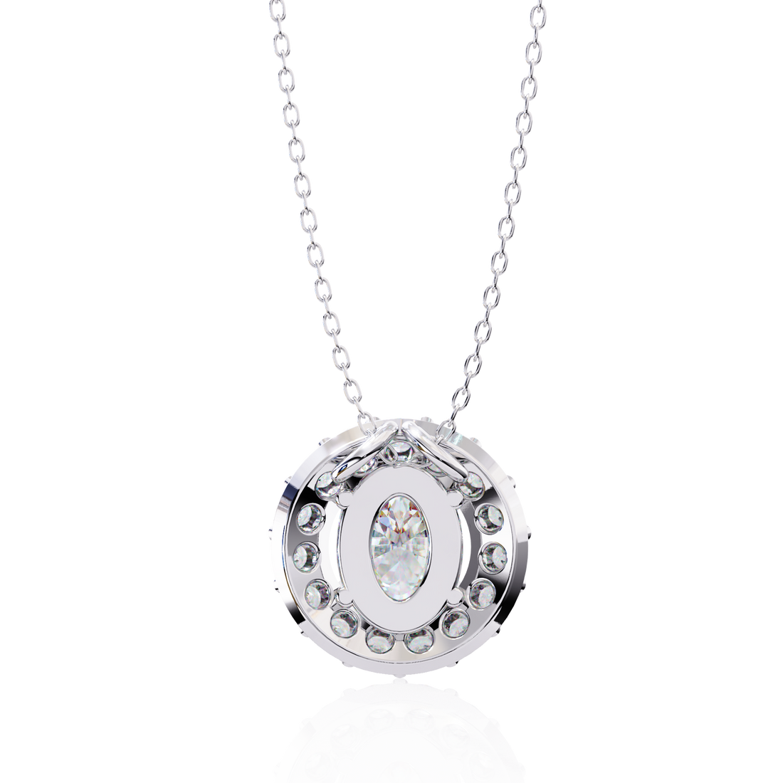 Oval Cut Diamond Halo Necklace