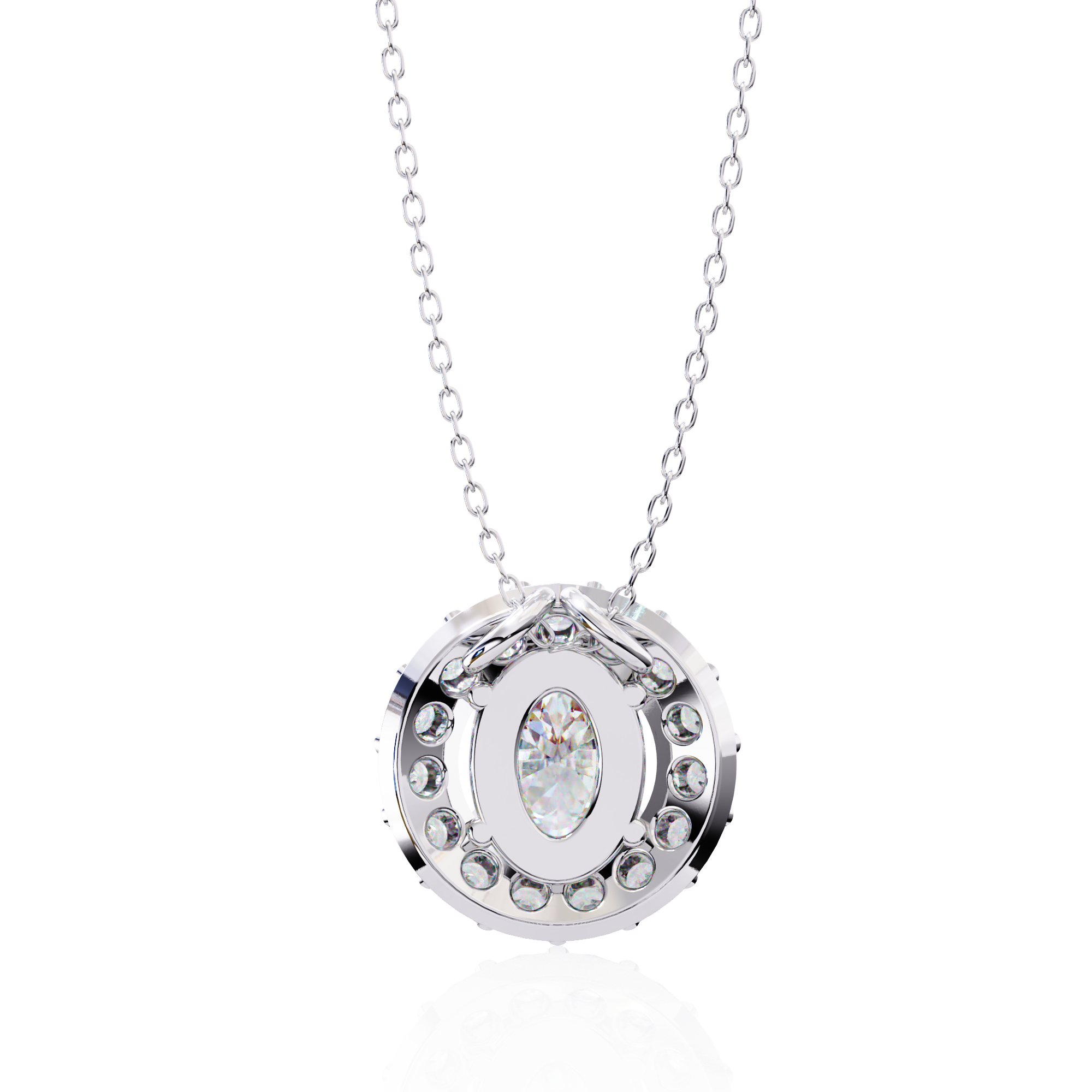 Oval Cut Diamond Halo Necklace