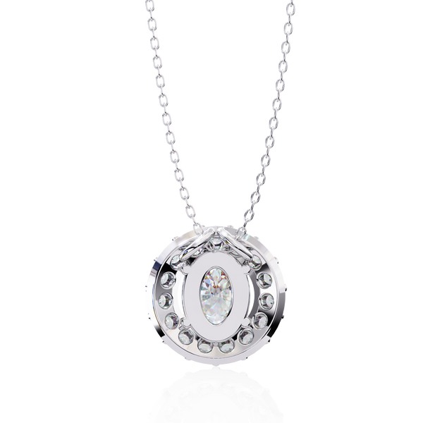 Oval Cut Lab Grown Diamond Halo Necklace