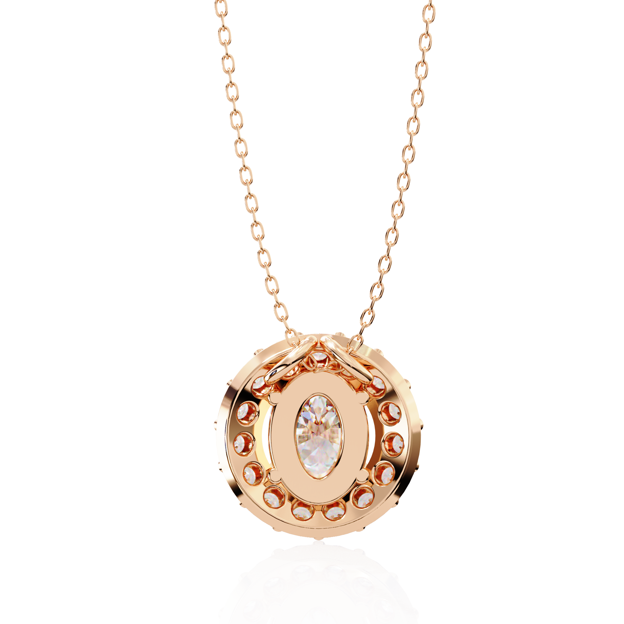 Oval Cut Diamond Halo Necklace