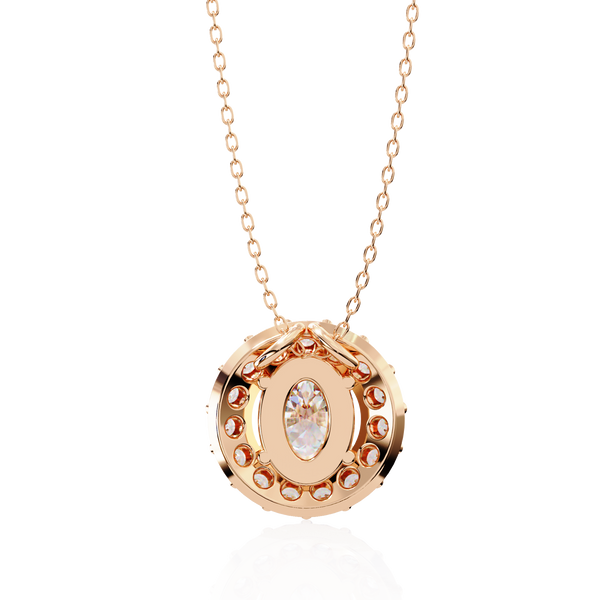 Oval Cut Lab Grown Diamond Halo Necklace
