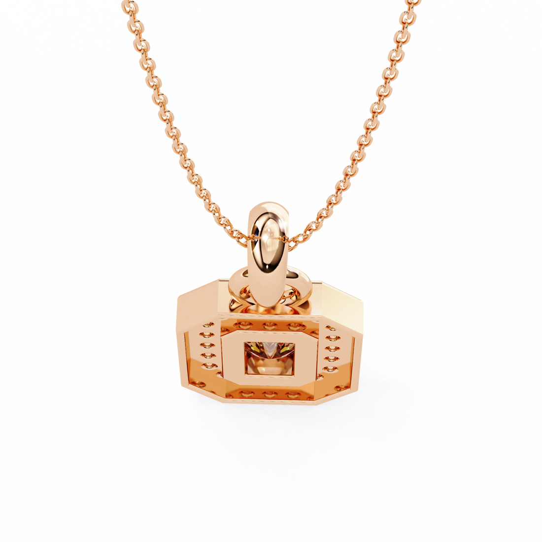 Classic Emerald Cut Diamond Halo Pendant