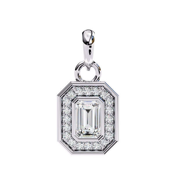 Classic Emerald Cut Lab Grown Diamond Halo Pendant