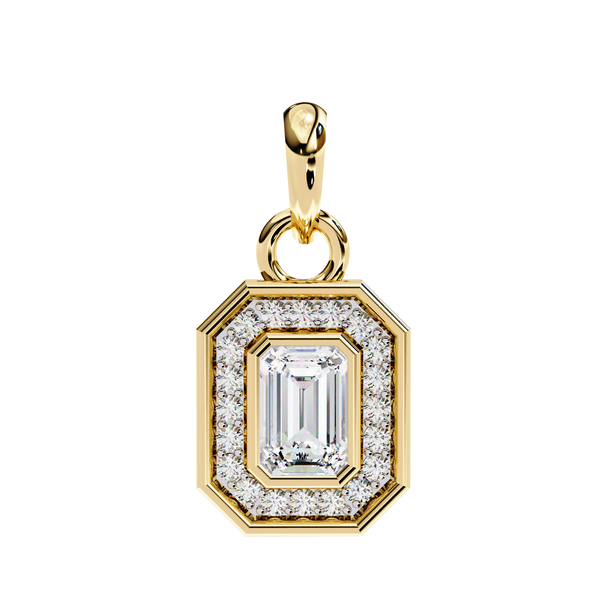 Classic Emerald Cut Lab Grown Diamond Halo Pendant