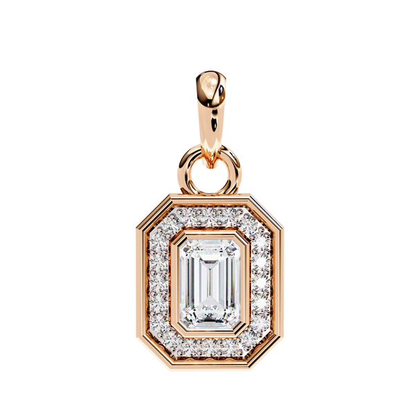 Classic Emerald Cut Lab Grown Diamond Halo Pendant