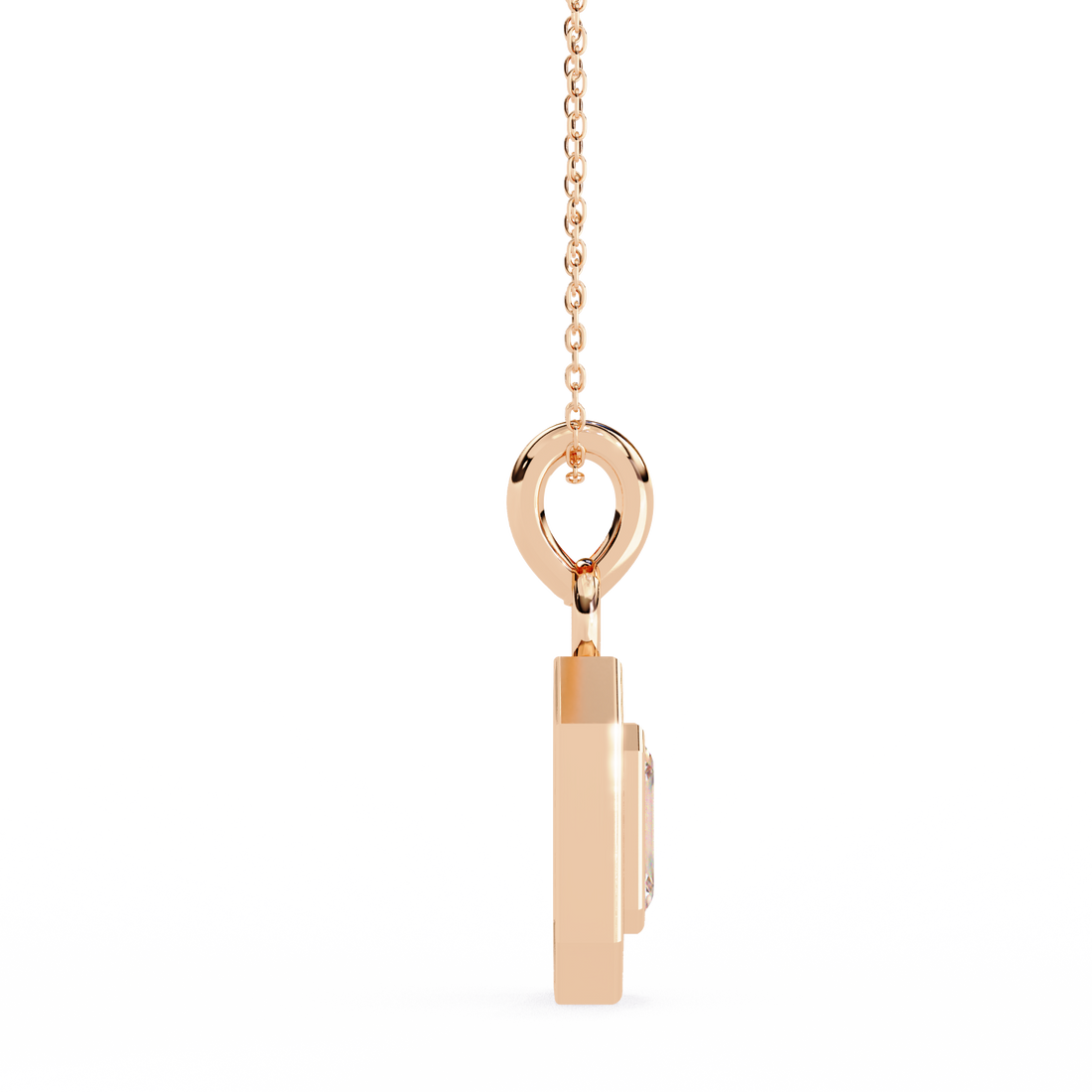 Classic Emerald Cut Diamond Halo Pendant