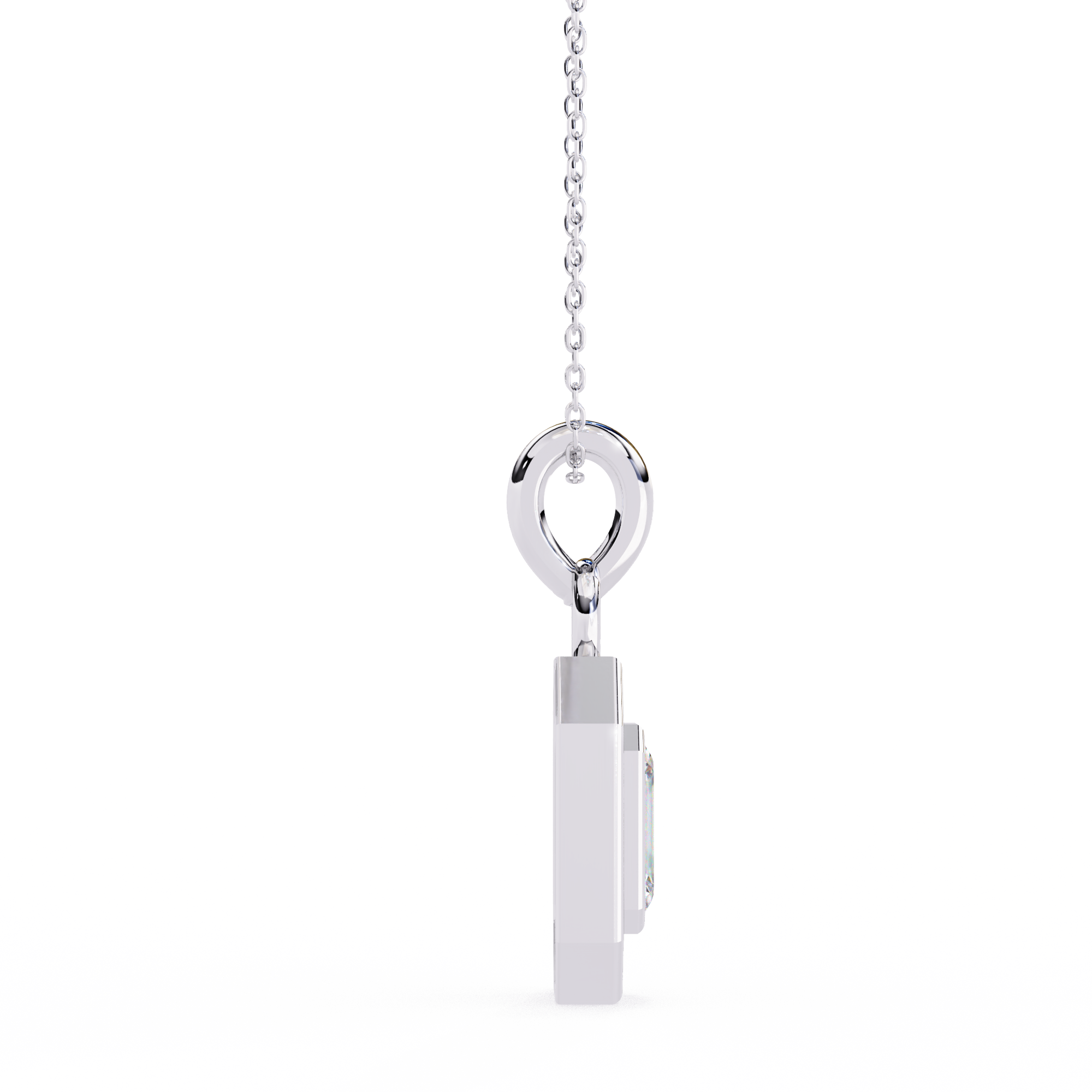 Classic Emerald Cut Diamond Halo Pendant