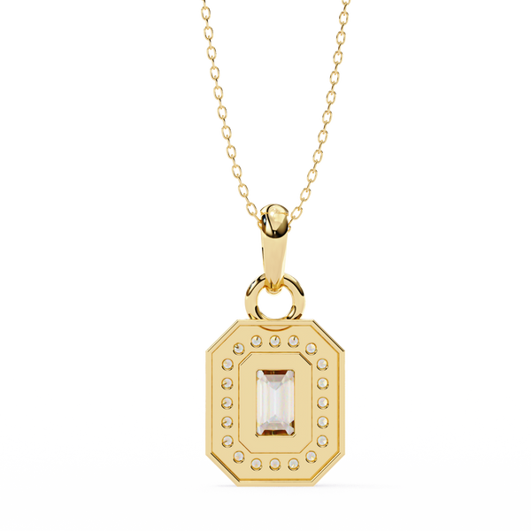 Classic Emerald Cut Lab Grown Diamond Halo Pendant