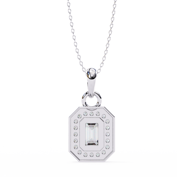 Classic Emerald Cut Lab Grown Diamond Halo Pendant