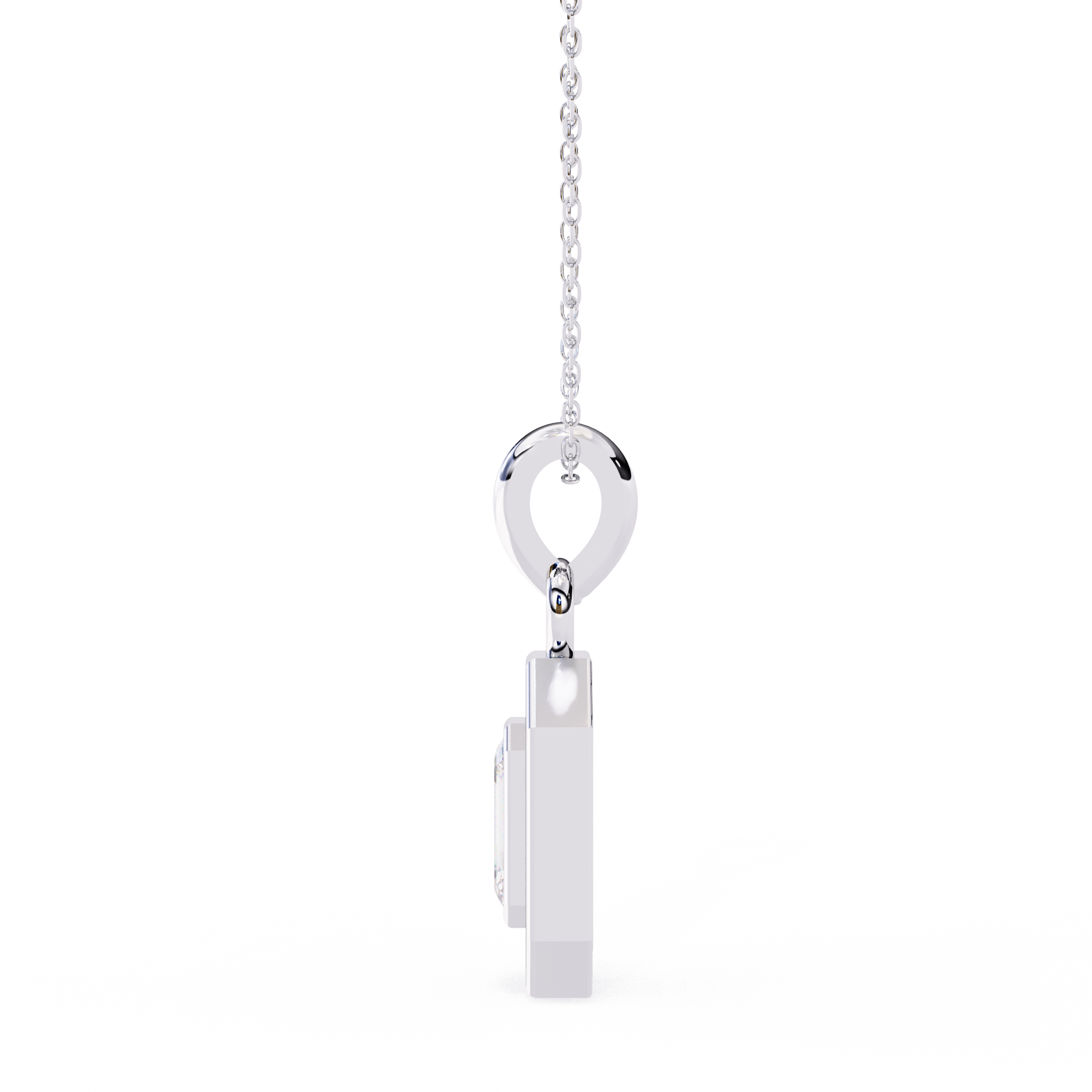 Classic Emerald Cut Diamond Halo Pendant