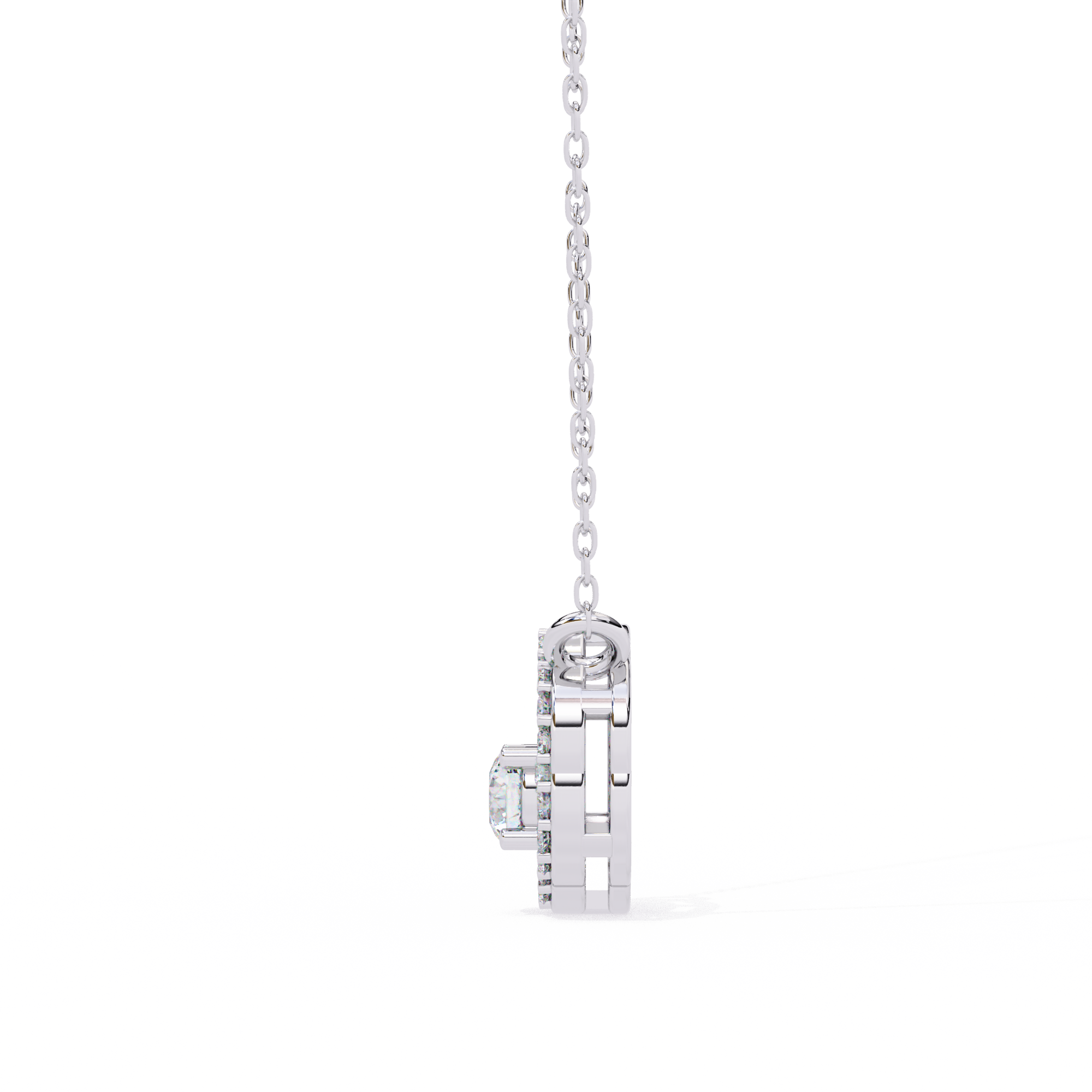 Floral Halo Diamond Pendant Necklace