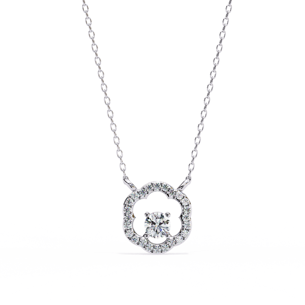 Floral Halo Lab Grown Diamond Pendant Necklace