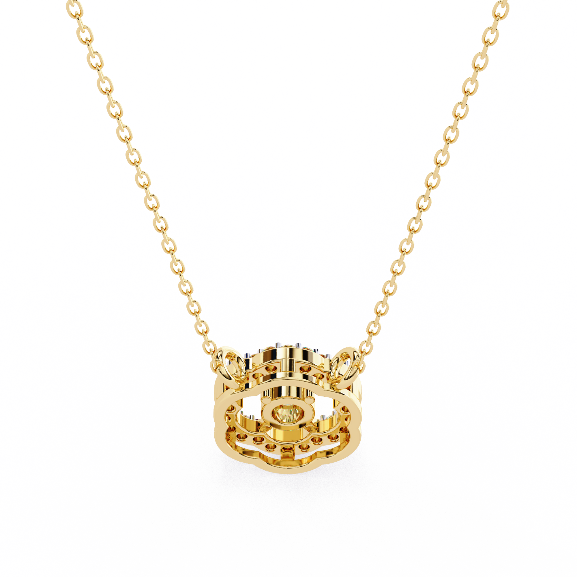 Floral Halo Diamond Pendant Necklace