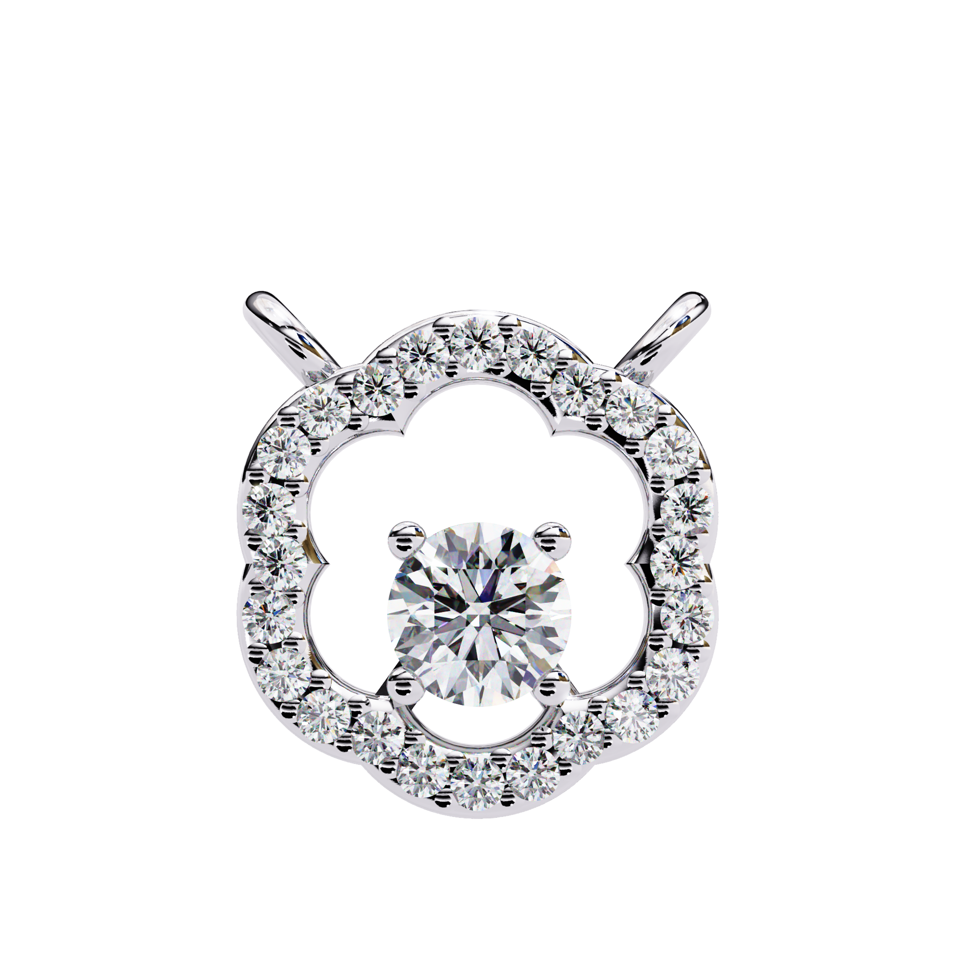 Floral Halo Diamond Pendant Necklace