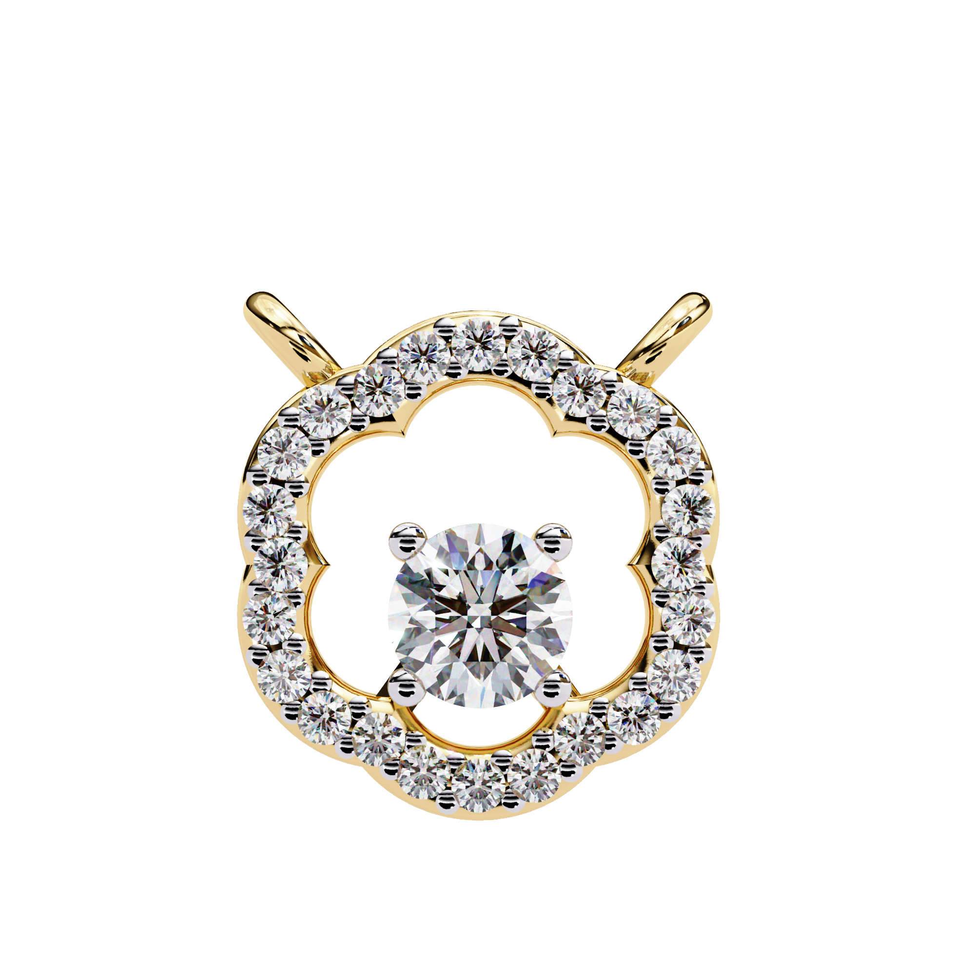 Floral Halo Diamond Pendant Necklace