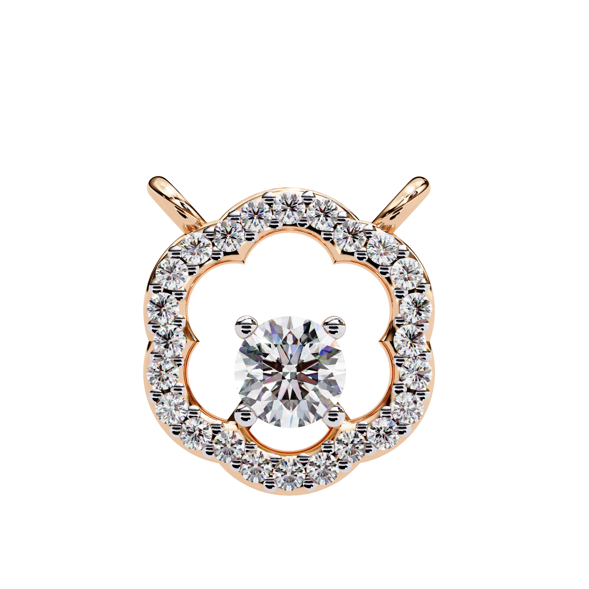 Floral Halo Diamond Pendant Necklace