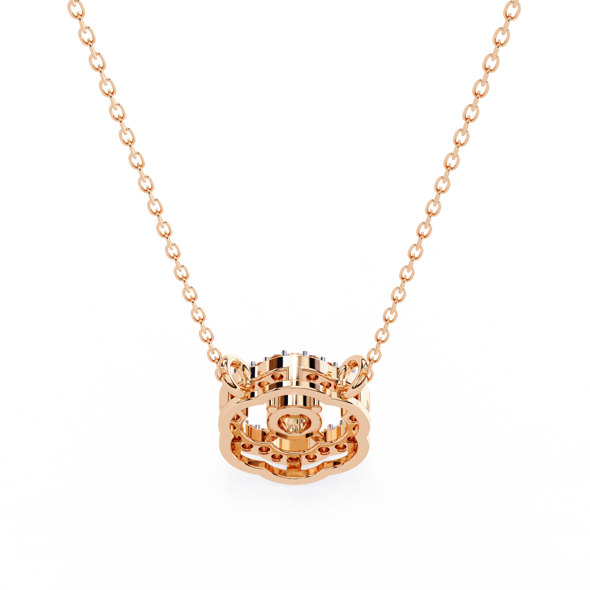 Floral Halo Diamond Pendant Necklace
