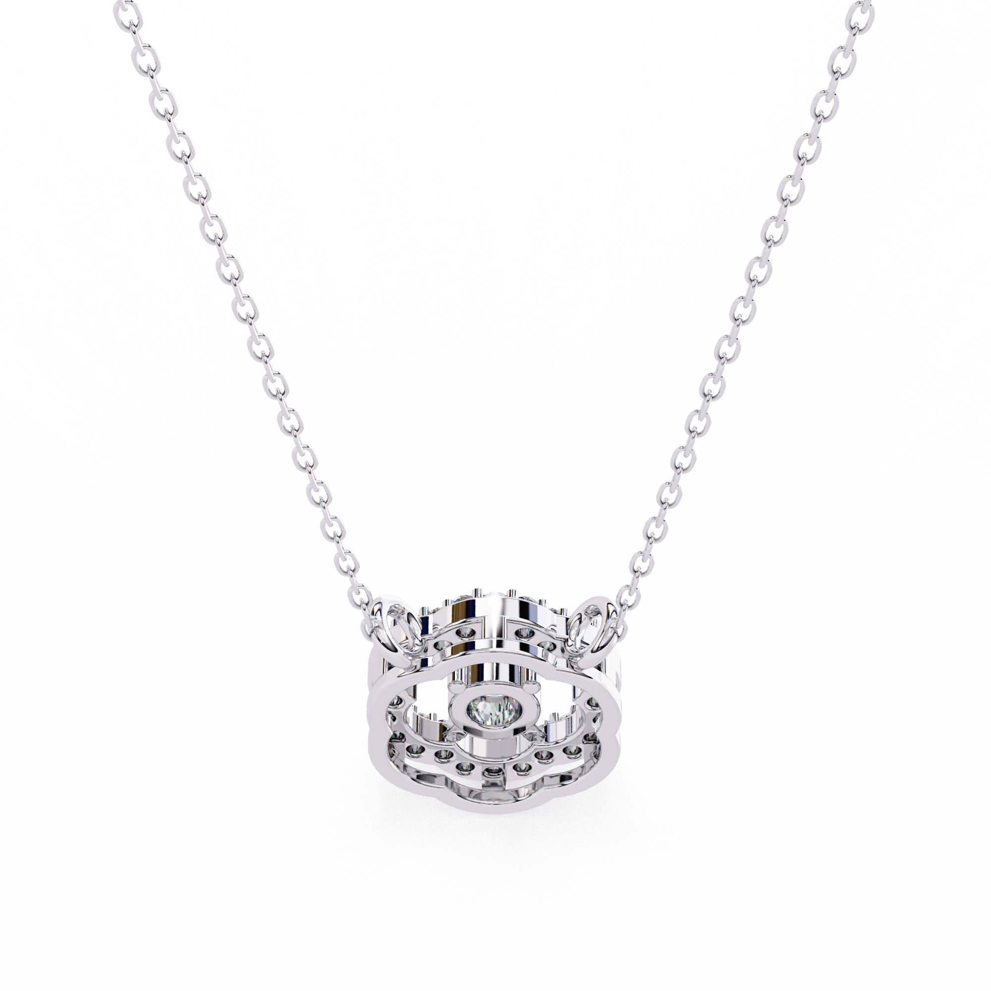 Floral Halo Diamond Pendant Necklace