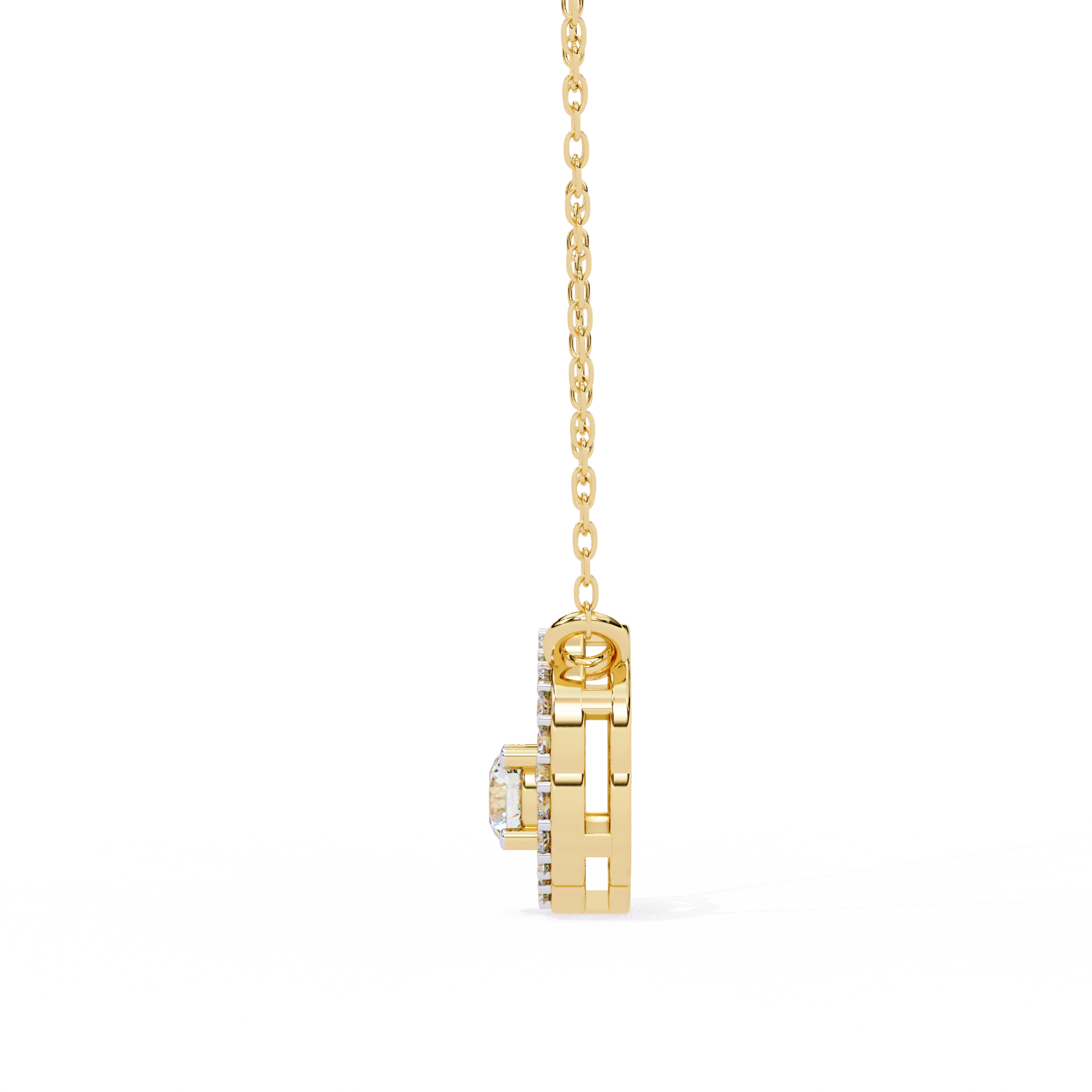 Floral Halo Diamond Pendant Necklace
