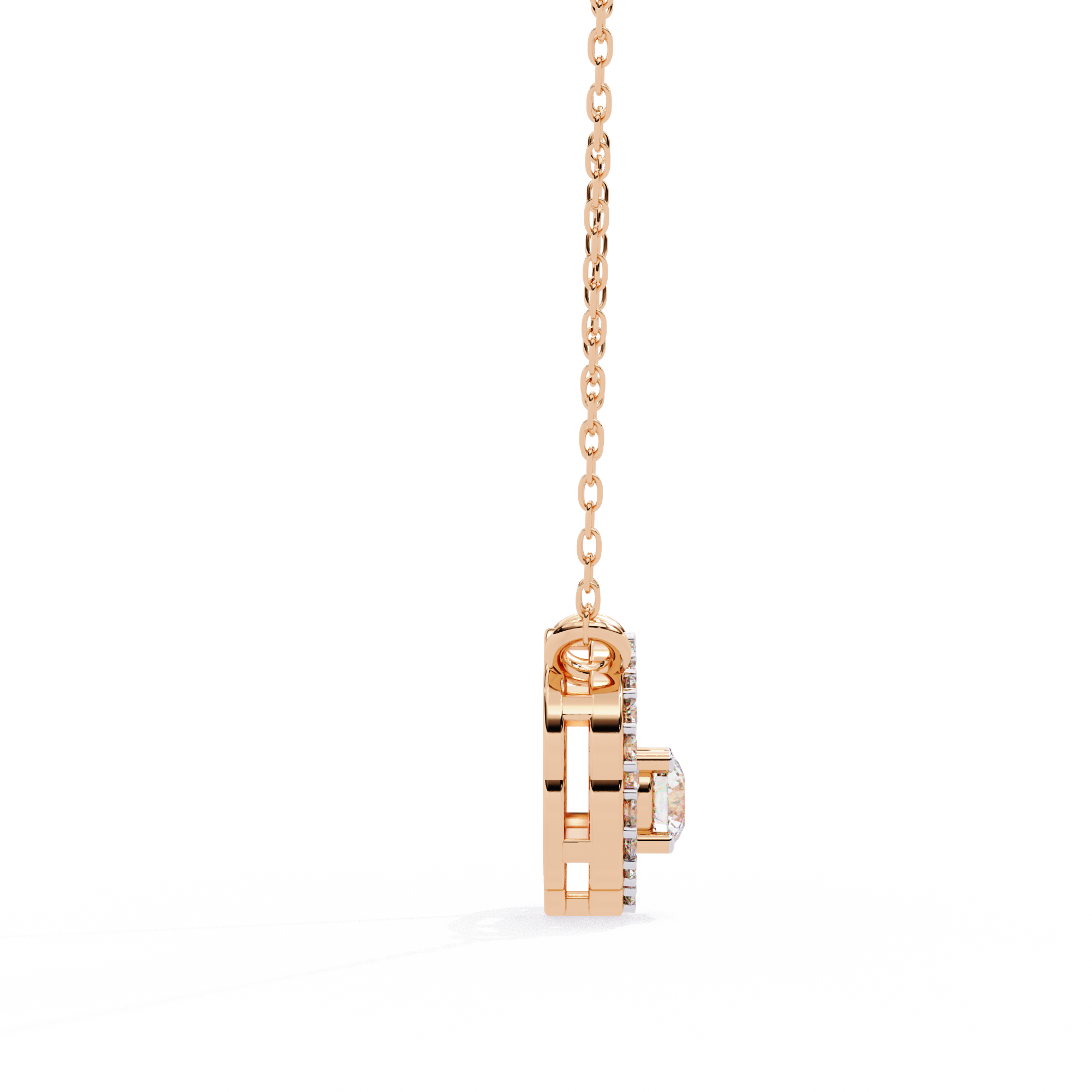 Floral Halo Diamond Pendant Necklace
