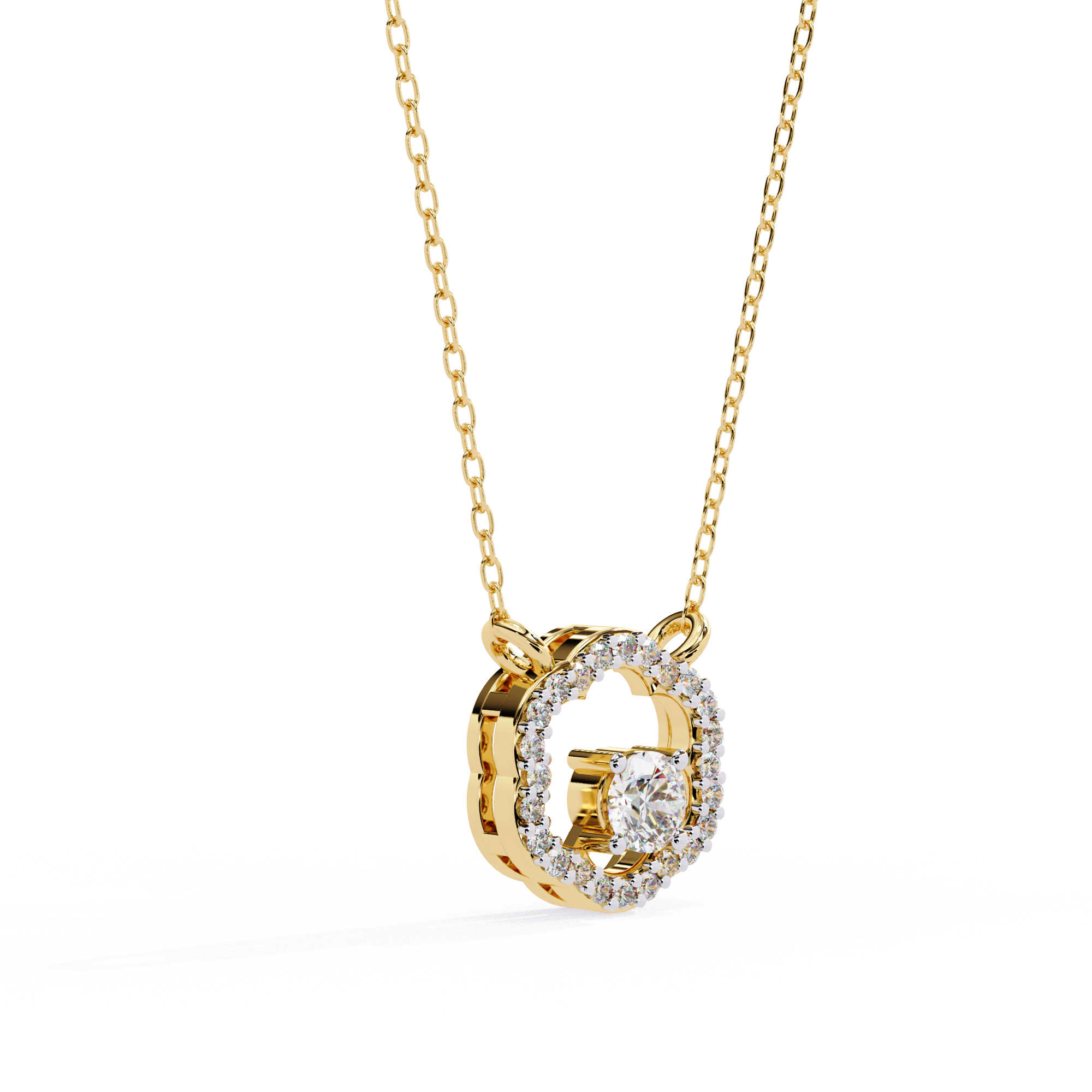 Floral Halo Diamond Pendant Necklace