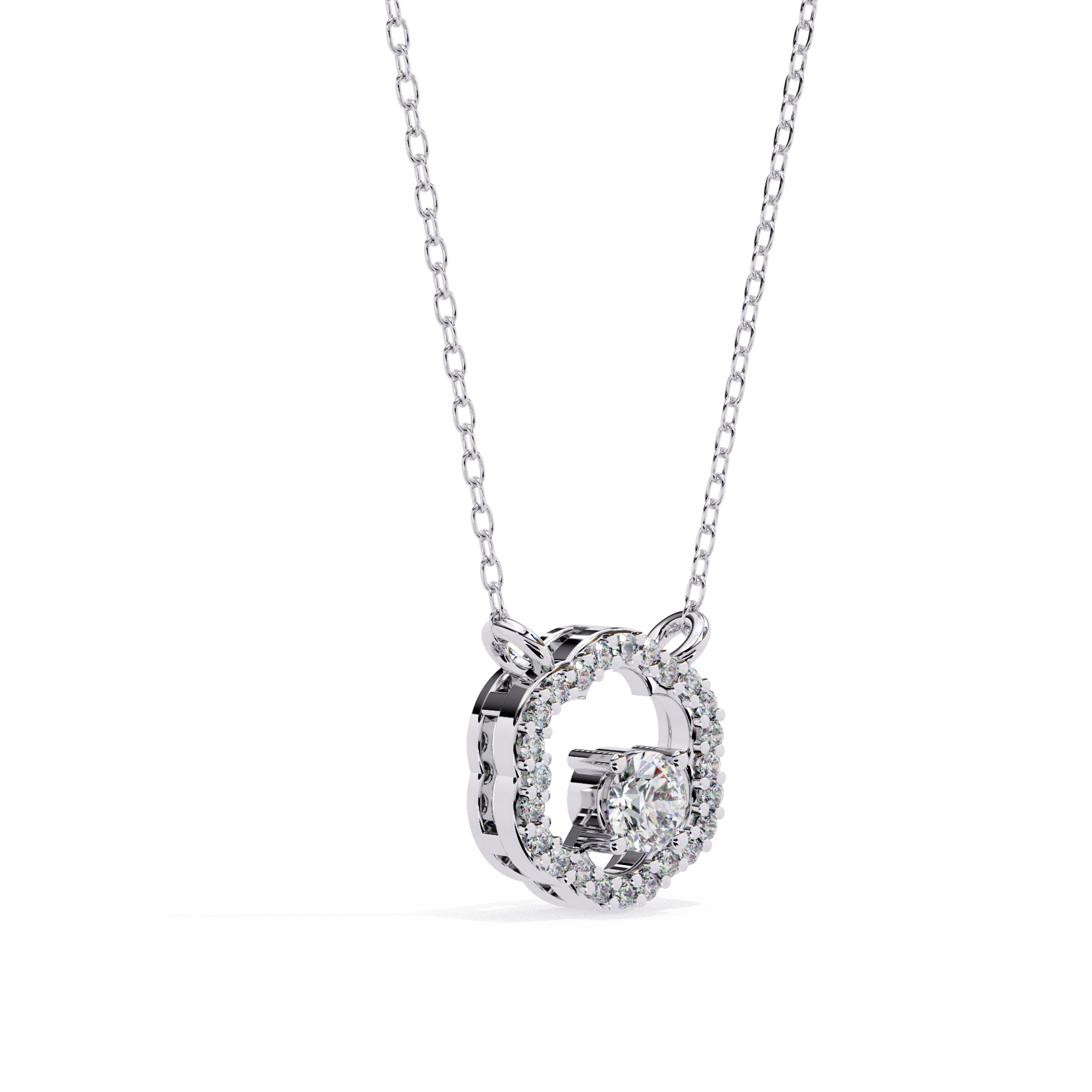 Floral Halo Diamond Pendant Necklace