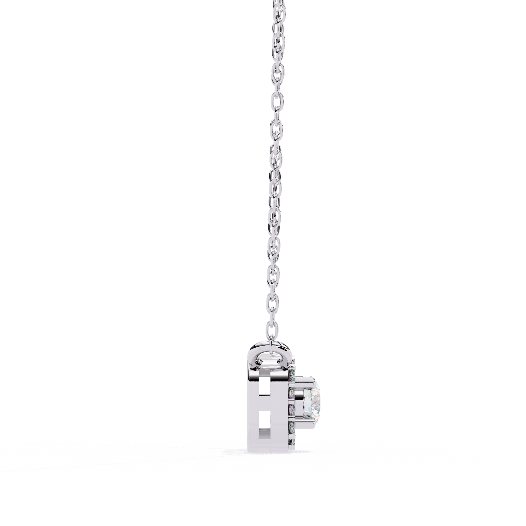 Square Halo Diamond Pendant Necklace