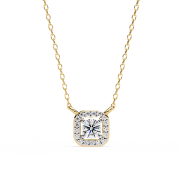 Square Halo Lab Grown Diamond Pendant Necklace