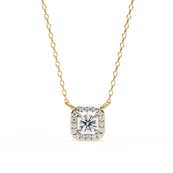 Square Halo Lab Grown Diamond Pendant Necklace