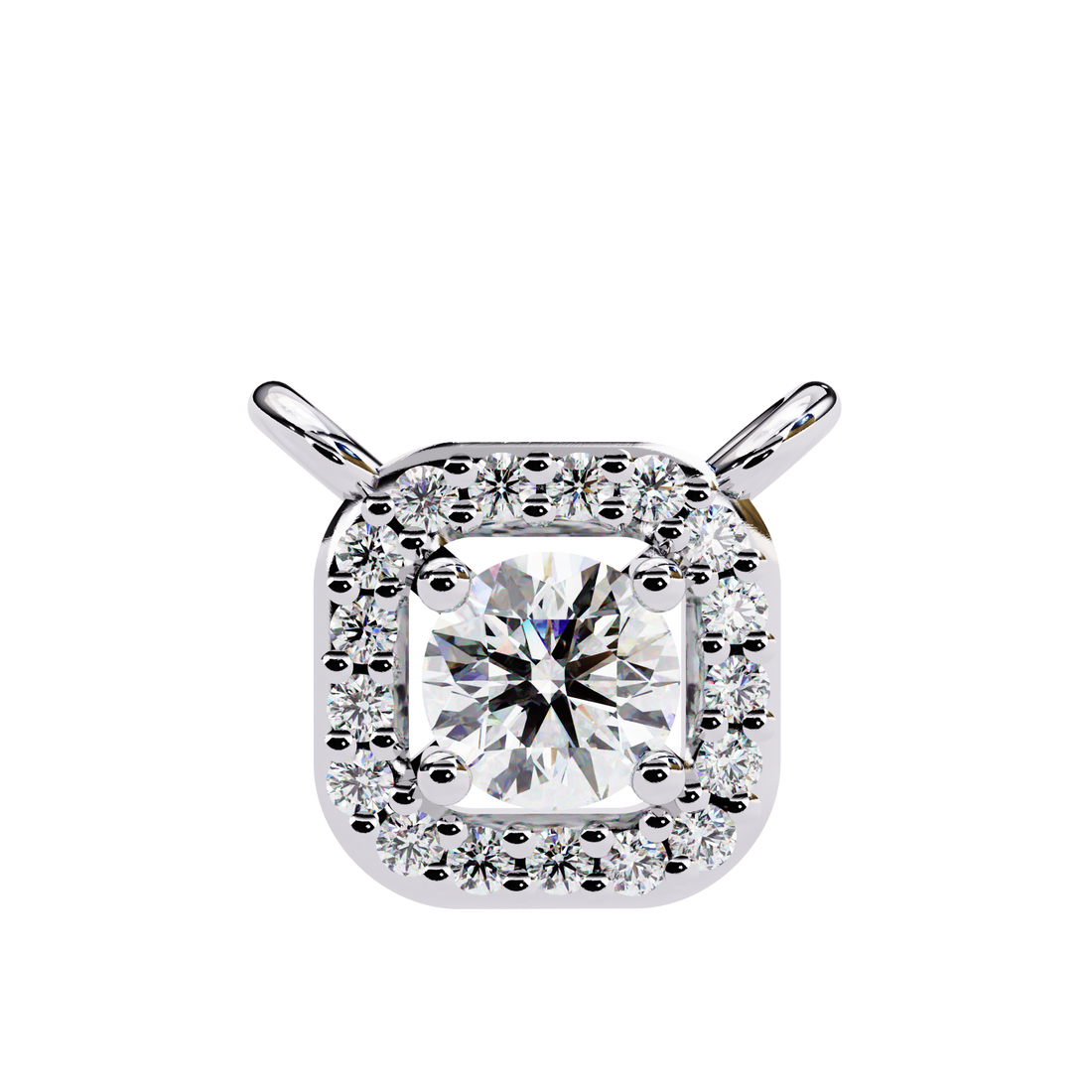 Square Halo Diamond Pendant Necklace