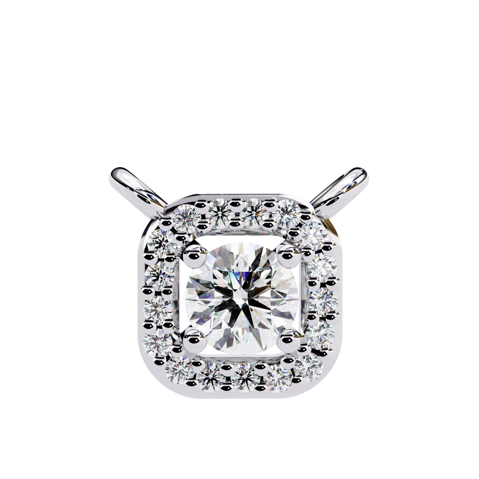 Square Halo Diamond Pendant Necklace