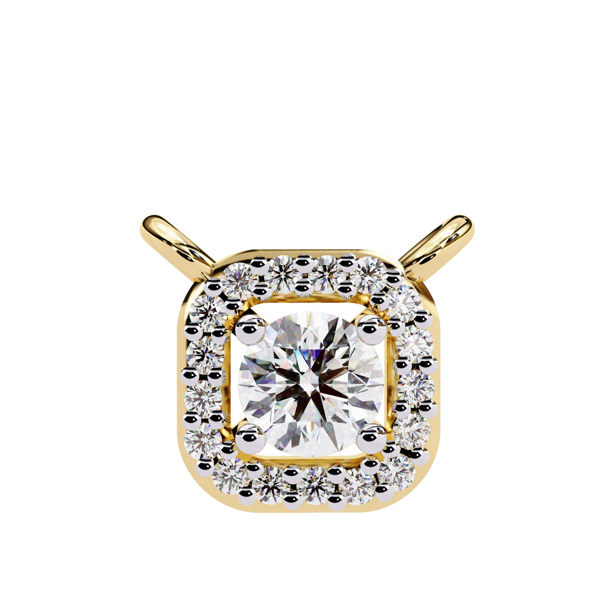 Square Halo Diamond Pendant Necklace