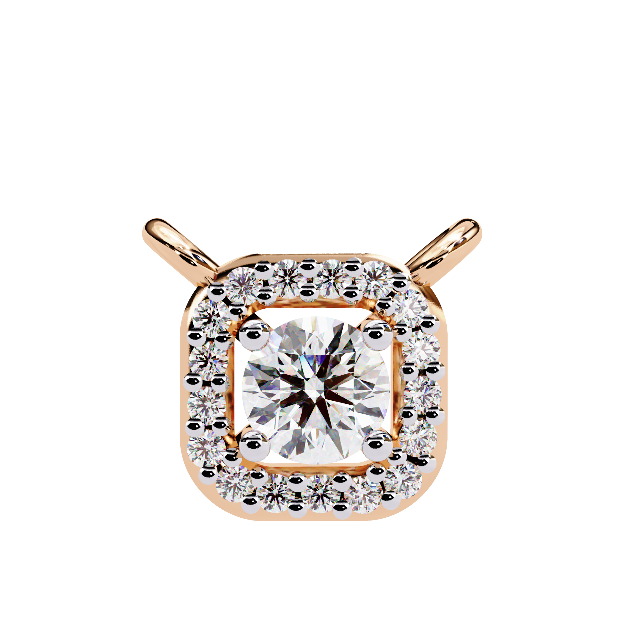 Square Halo Diamond Pendant Necklace