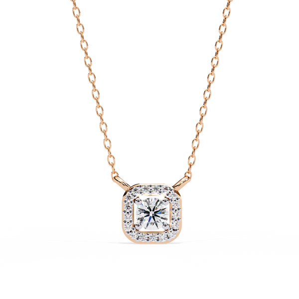 Square Halo Lab Grown Diamond Pendant Necklace