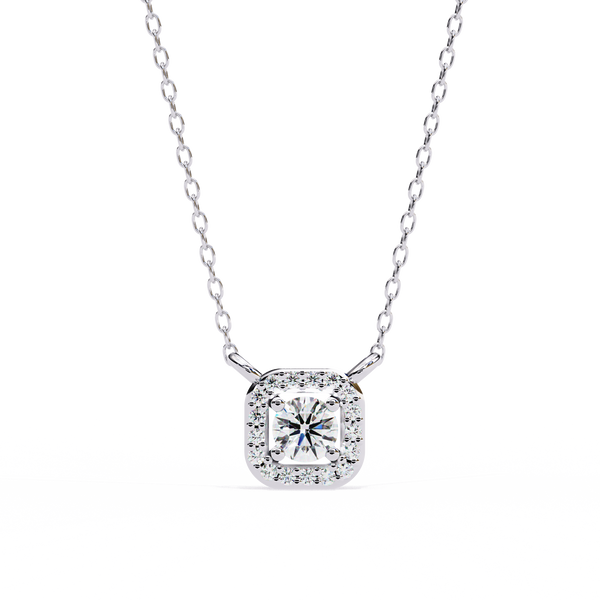 Square Halo Lab Grown Diamond Pendant Necklace