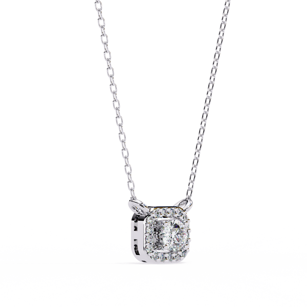 Square Halo Lab Grown Diamond Pendant Necklace