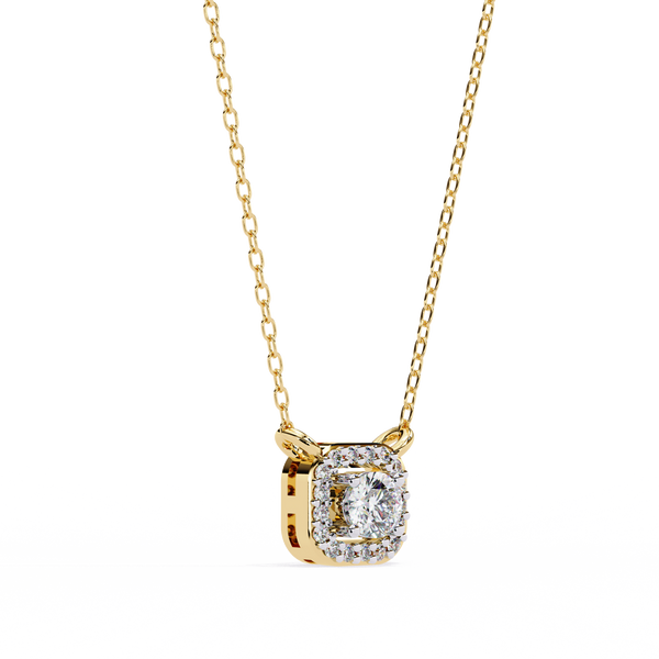 Square Halo Lab Grown Diamond Pendant Necklace