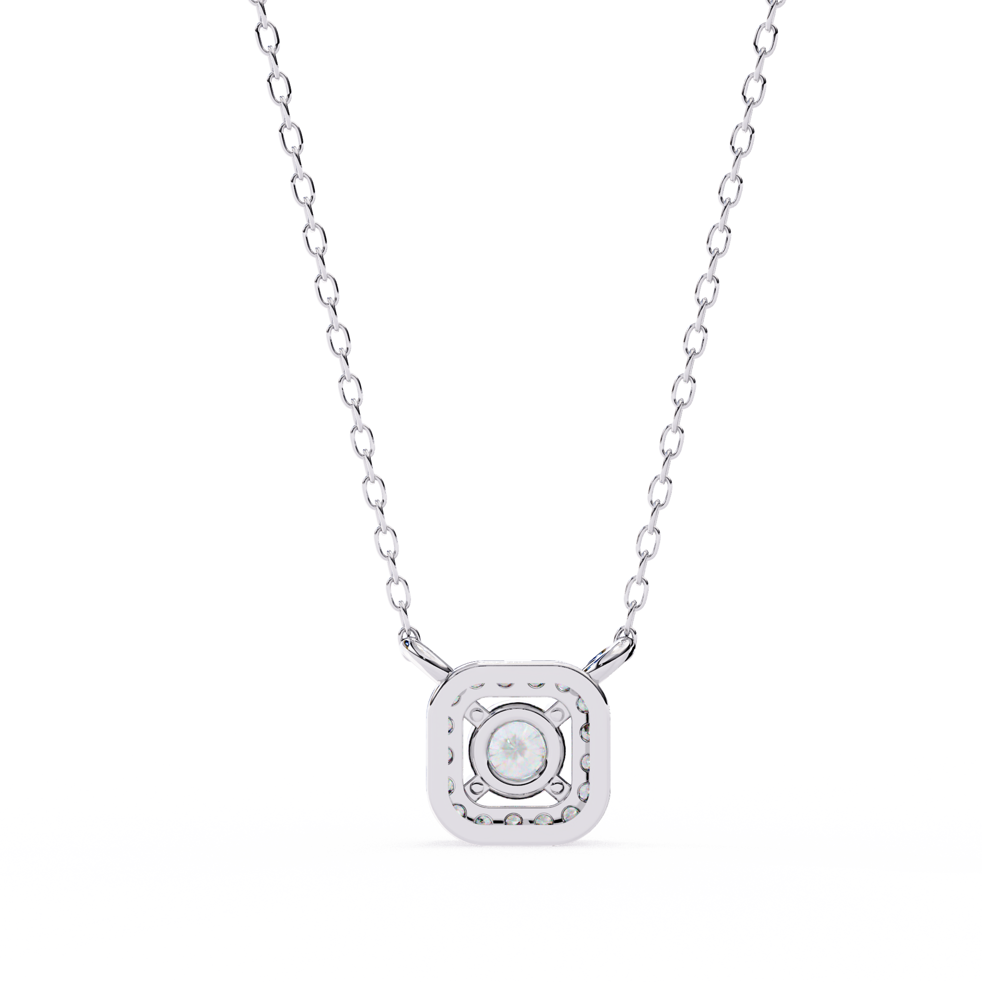 Square Halo Diamond Pendant Necklace
