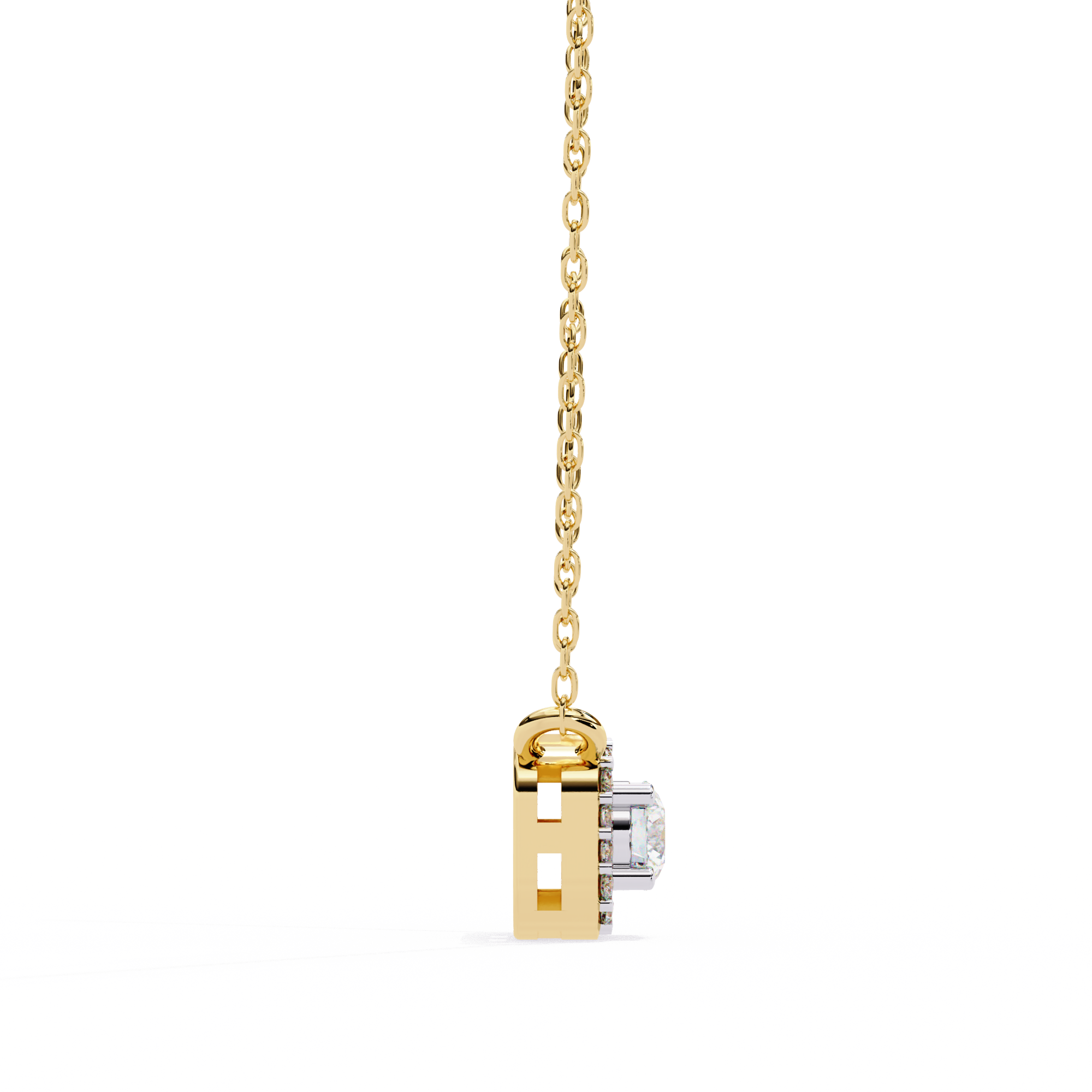 Square Halo Diamond Pendant Necklace