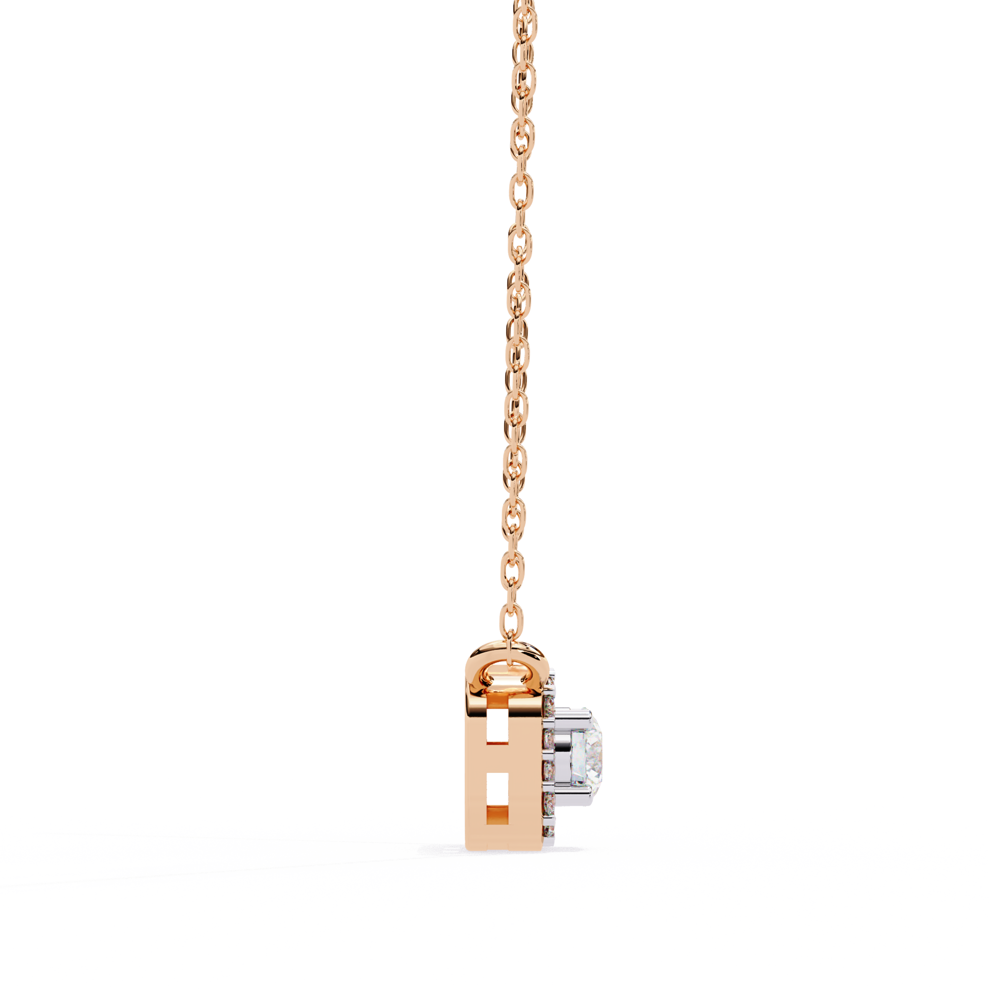 Square Halo Diamond Pendant Necklace