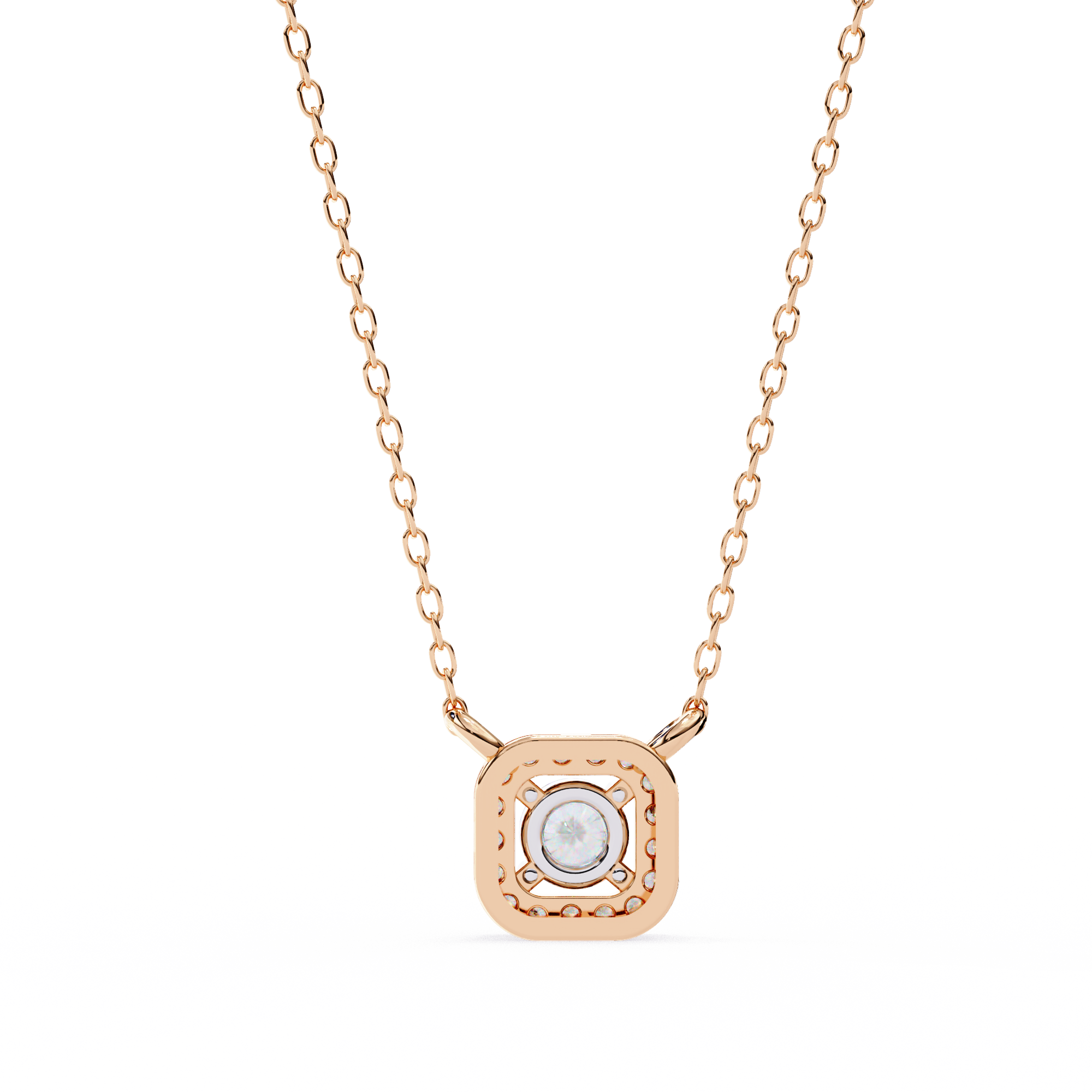 Square Halo Diamond Pendant Necklace