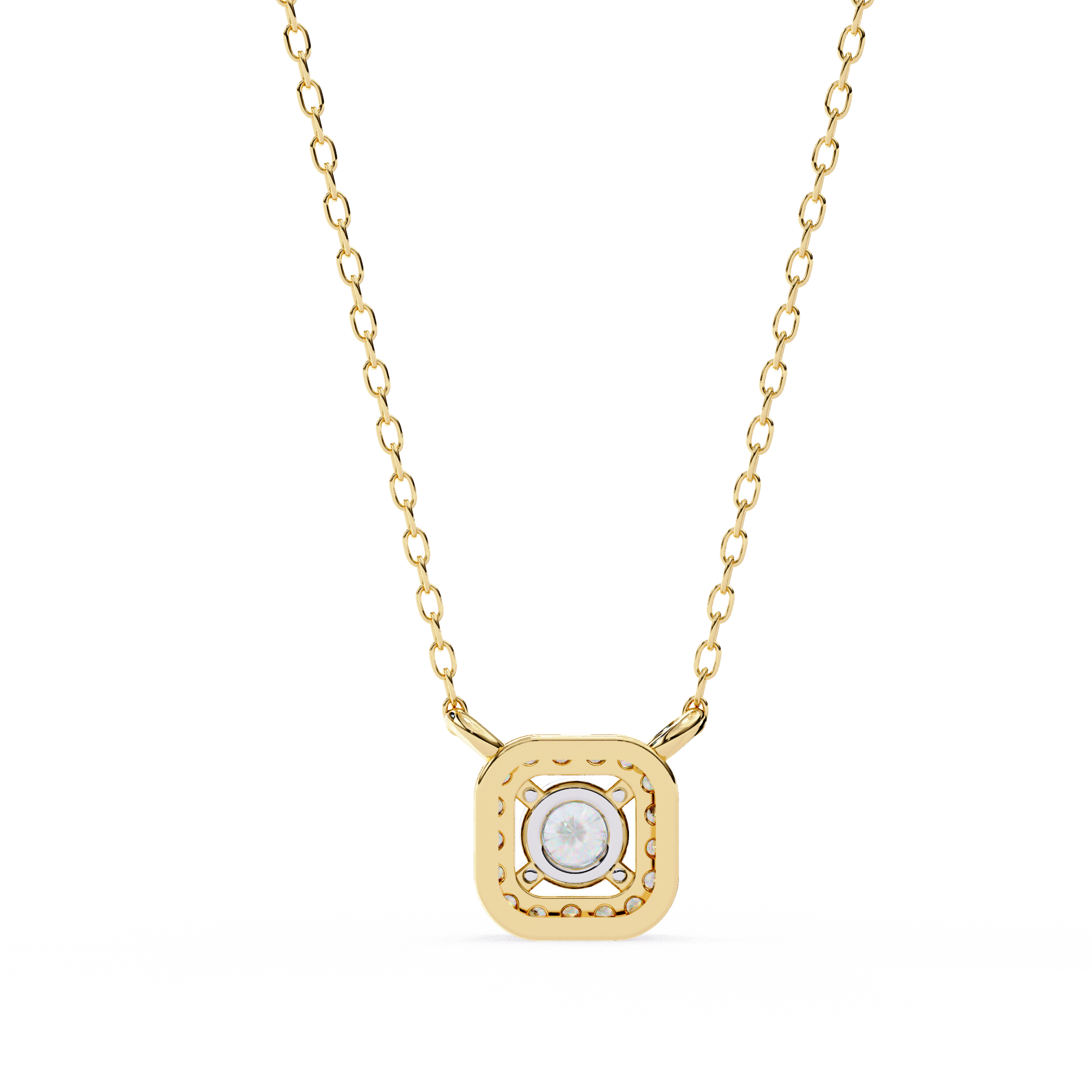 Square Halo Diamond Pendant Necklace