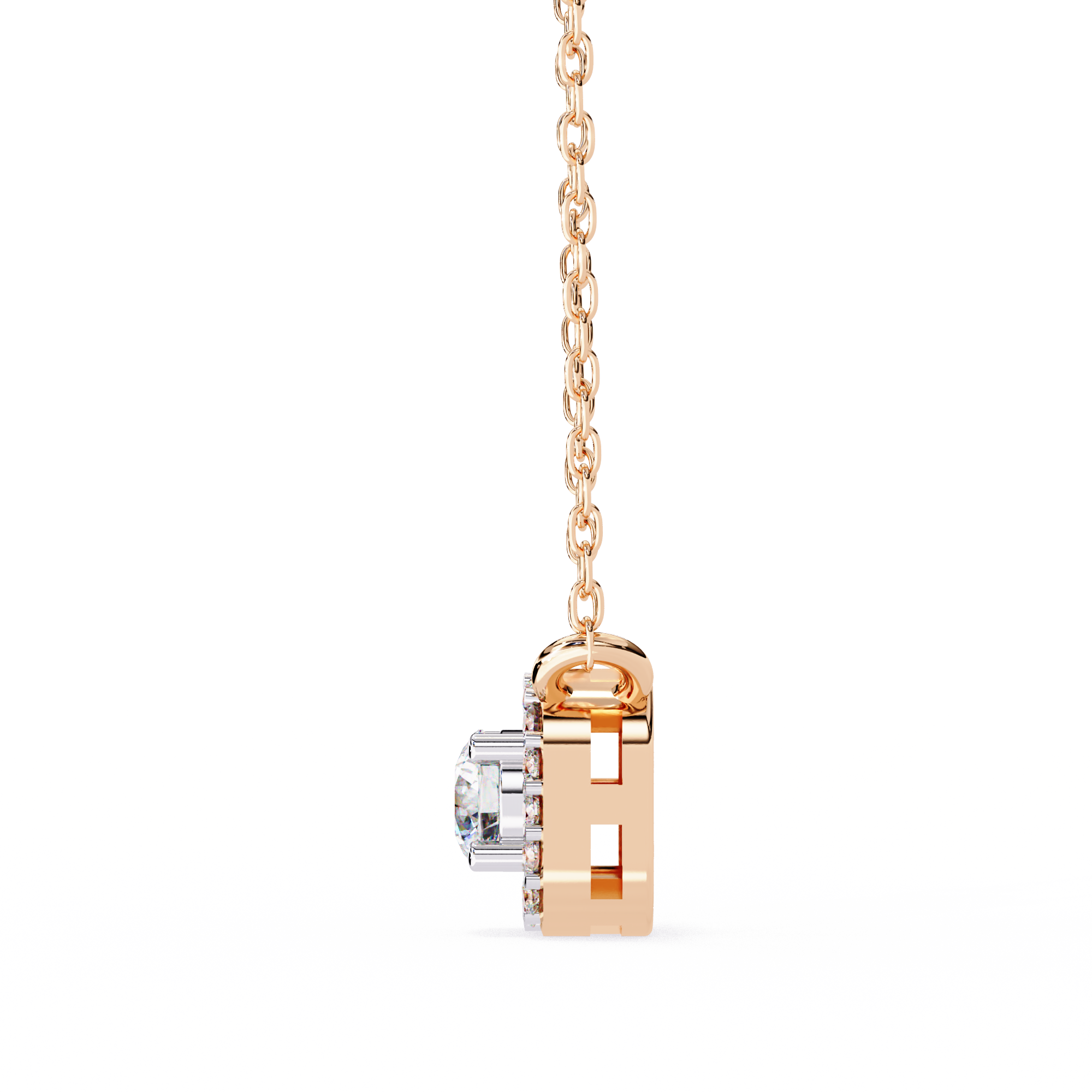 Square Halo Diamond Pendant Necklace