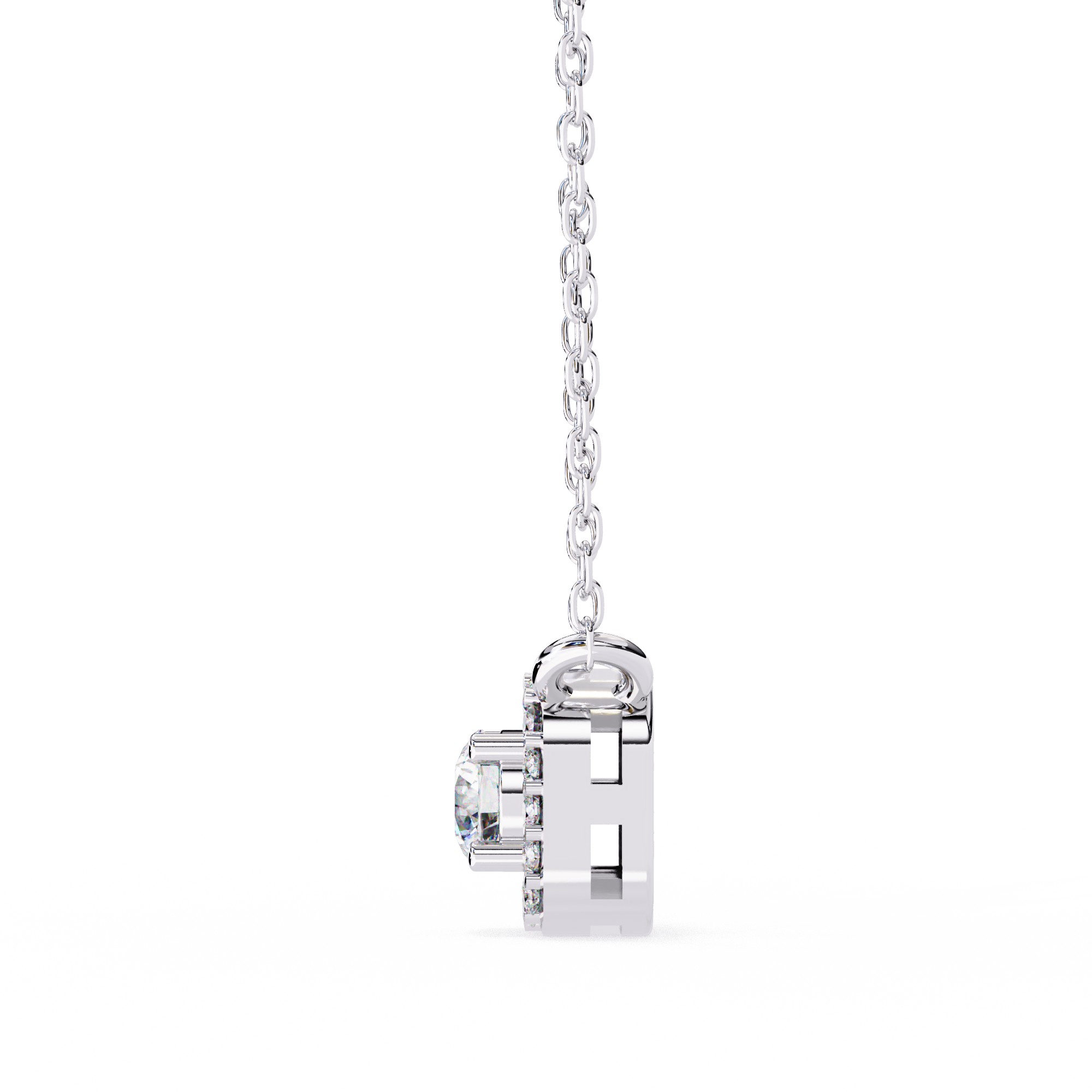 Square Halo Diamond Pendant Necklace