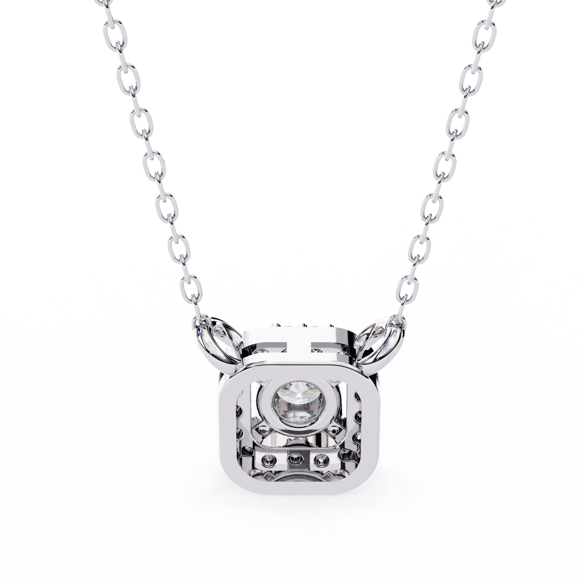 Square Halo Diamond Pendant Necklace