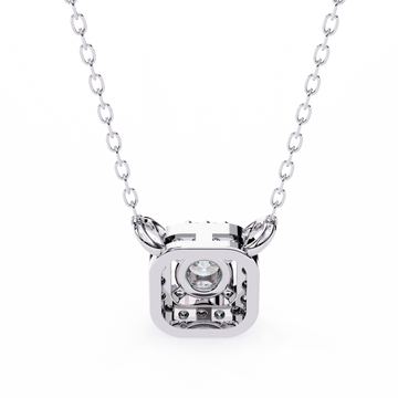 Square Halo Diamond Pendant Necklace
